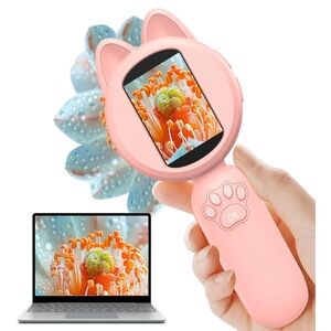 Handheld Microscope, Magnifying Glass for Kids with 8 LED Lights